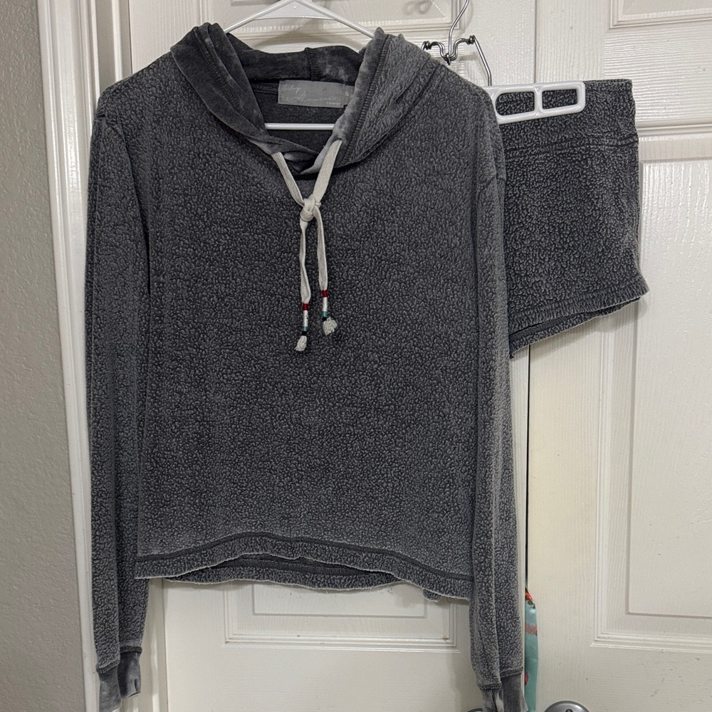 Vintage Havana Charcoal Hooded Lounge Set Sz S